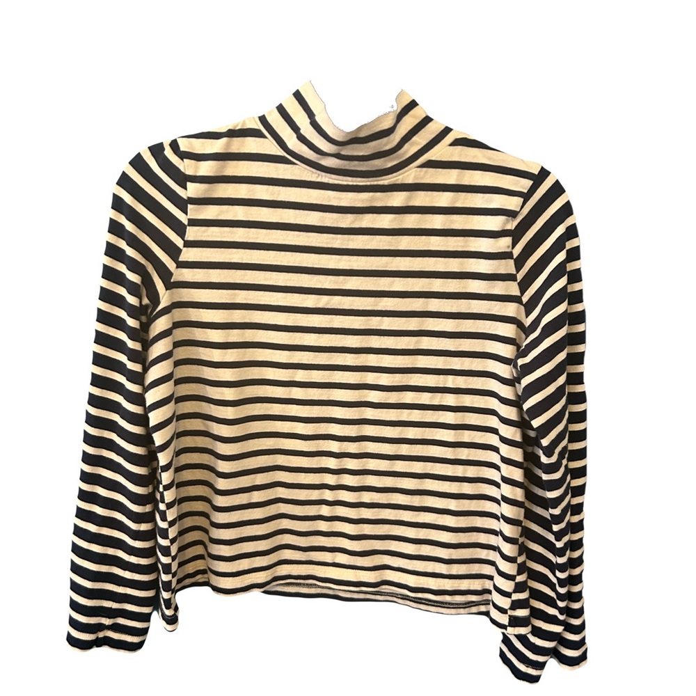 Striped Black and White Turtleneck Top